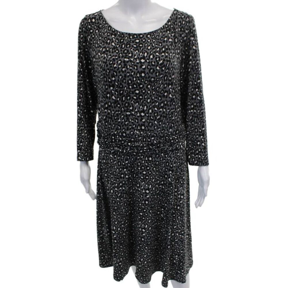 Leota Womens Shift Dress Animal Print Multicolor Long Sleeve Size XL